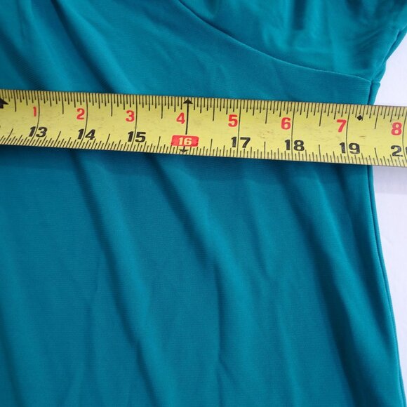 Late August Green Cold-Shoulder Top Women Size L Studded Neckline Short Sleeve - Picture 7 of 9